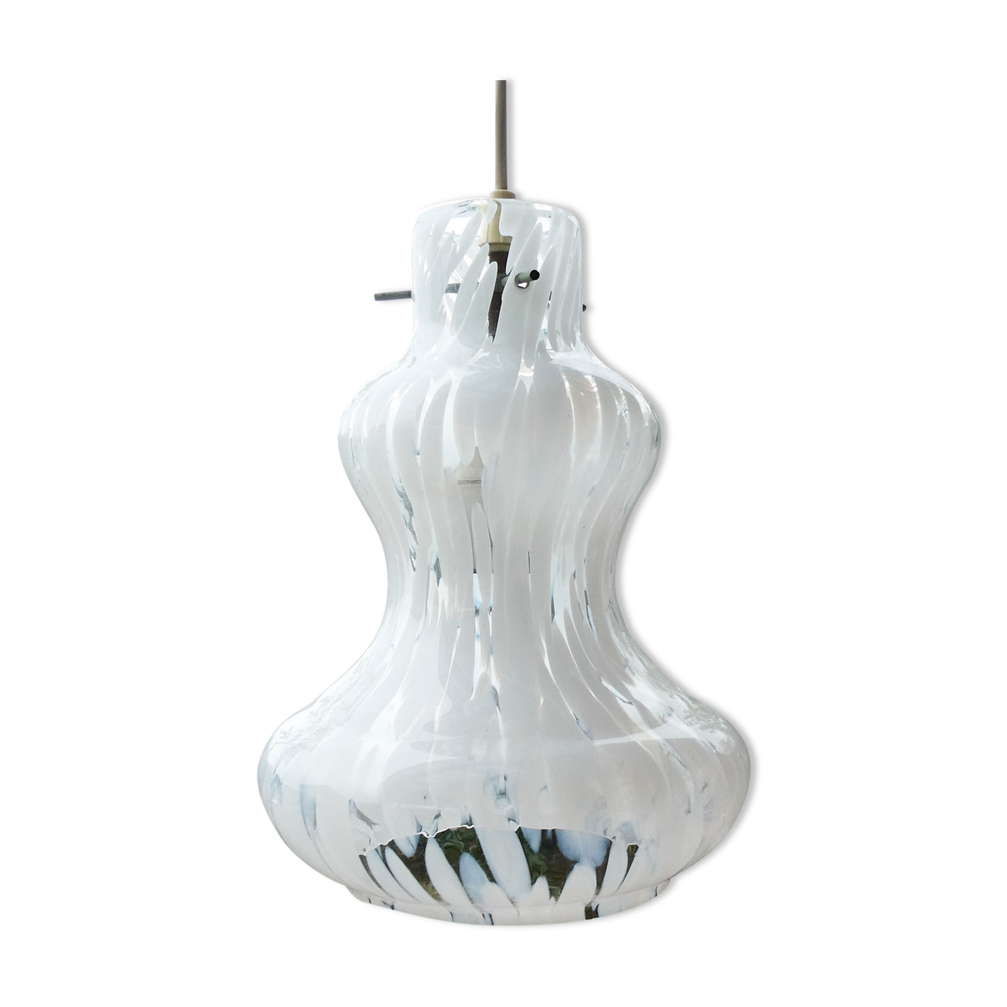 Bell shaped vintage suspension speckled glass