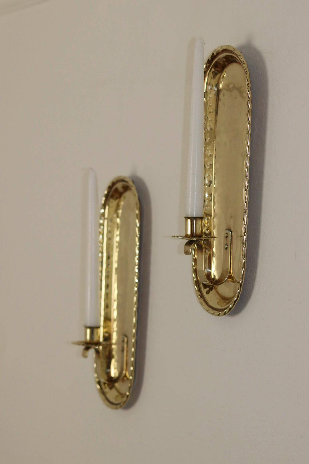 Pair of Mid-Century Swedish Brass Sconces