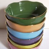 Six vintage multicolored ceramic bowls-cups