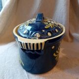 Vintage blue Alsace terrine with flower patterns