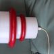 Vintage hanging lamp in red and white opaline