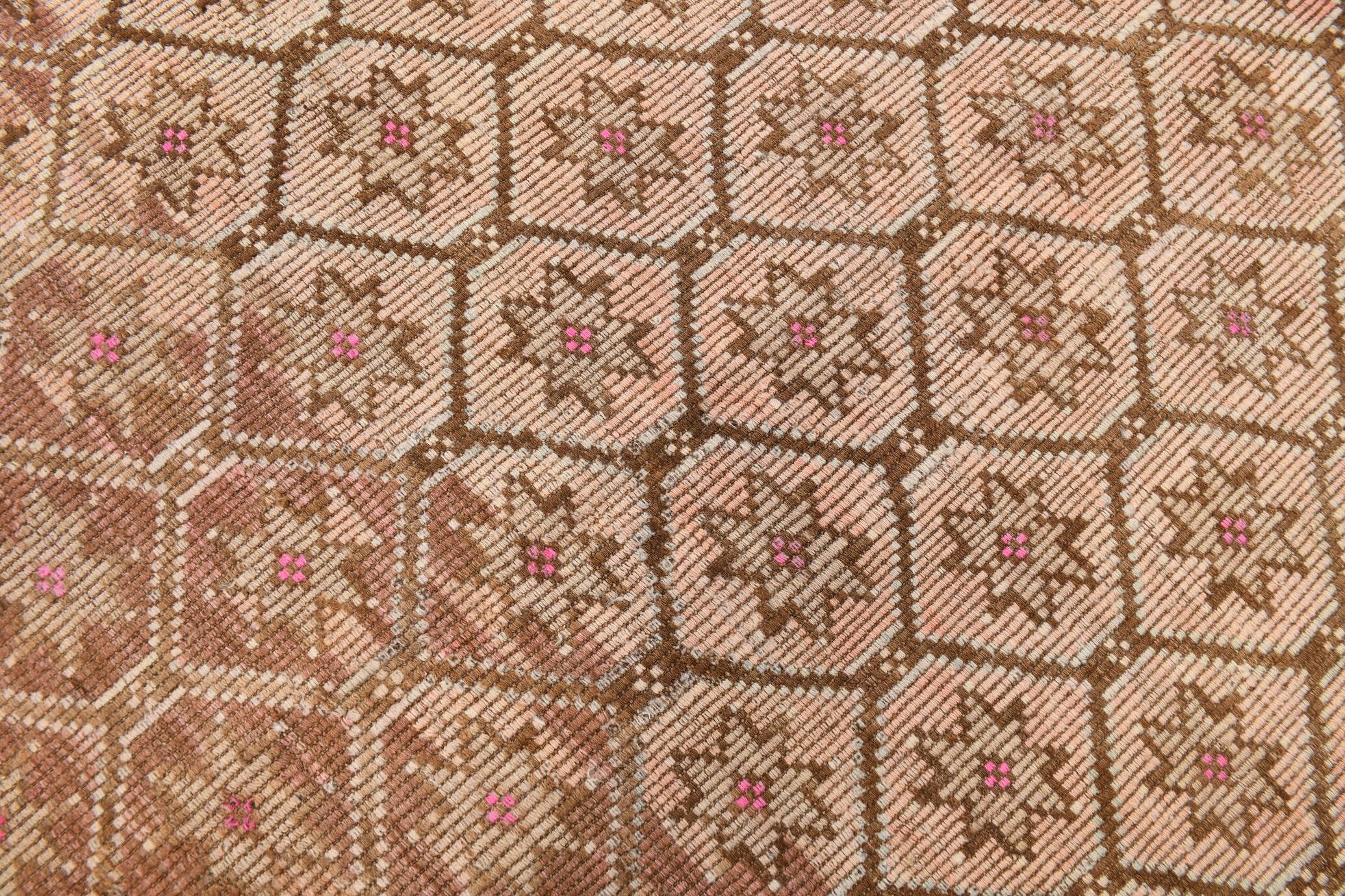 Beige & Brown Star Pattern Kilim Rug, 166x300Cm