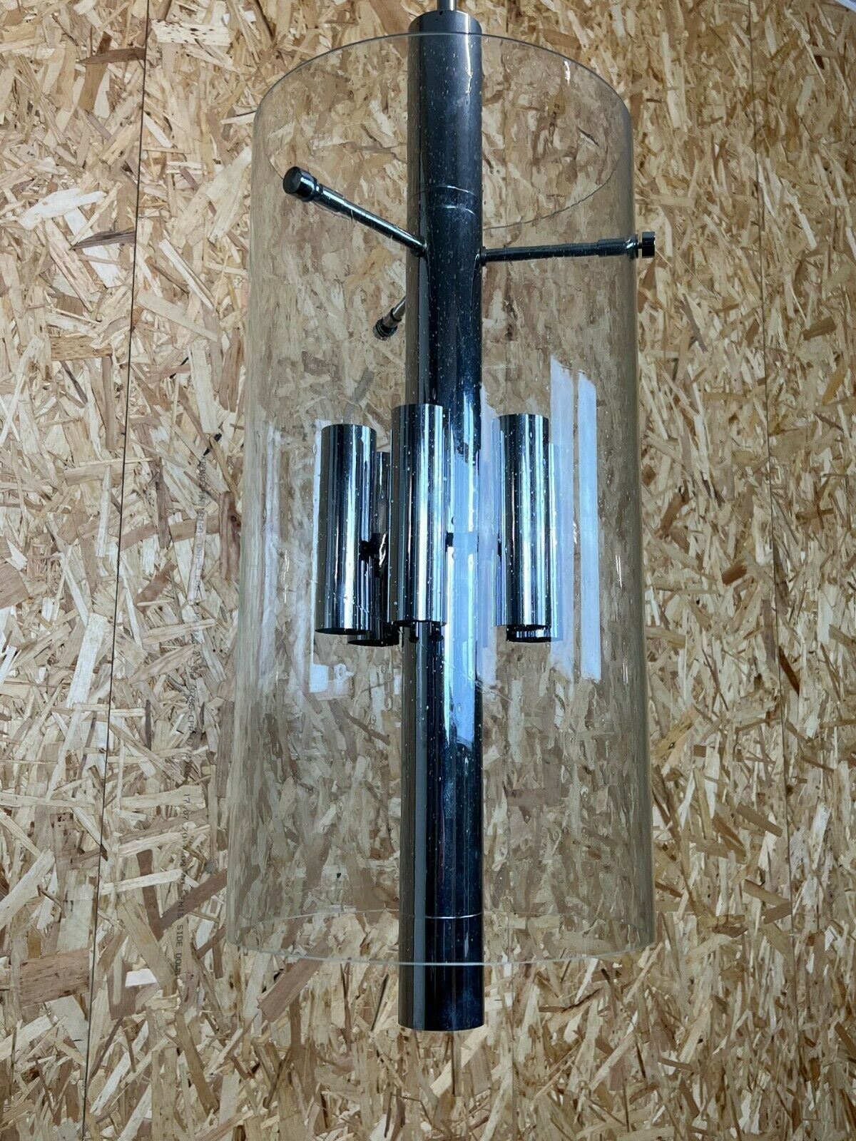 60s 70s Chandelier Huge Chandelier Pendant Lamp Limburg Glass & Chrome Design