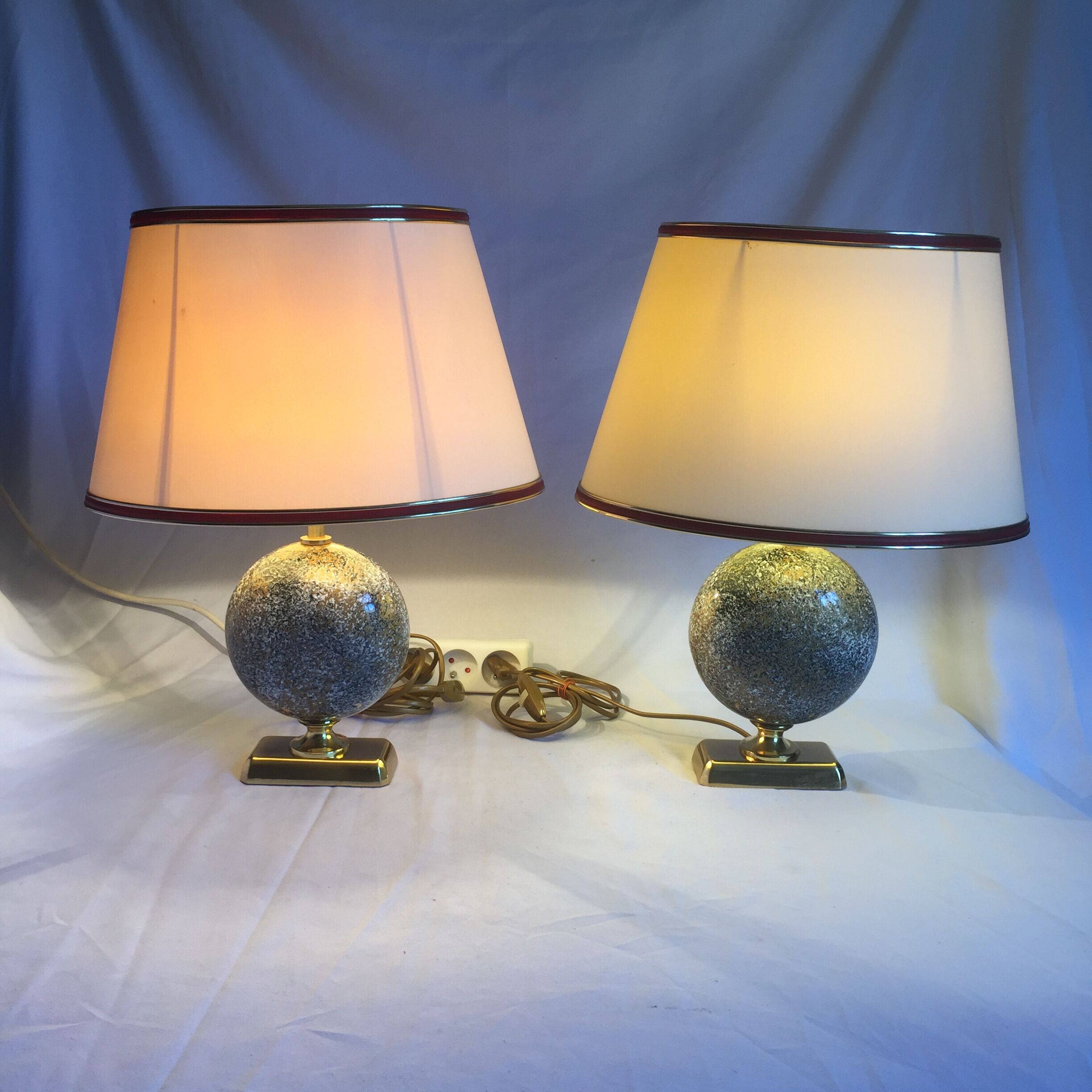 Pair of French 70s lamps Philippe Barbier style