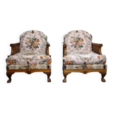 Pair of 1920s caned Chippendale armchairs