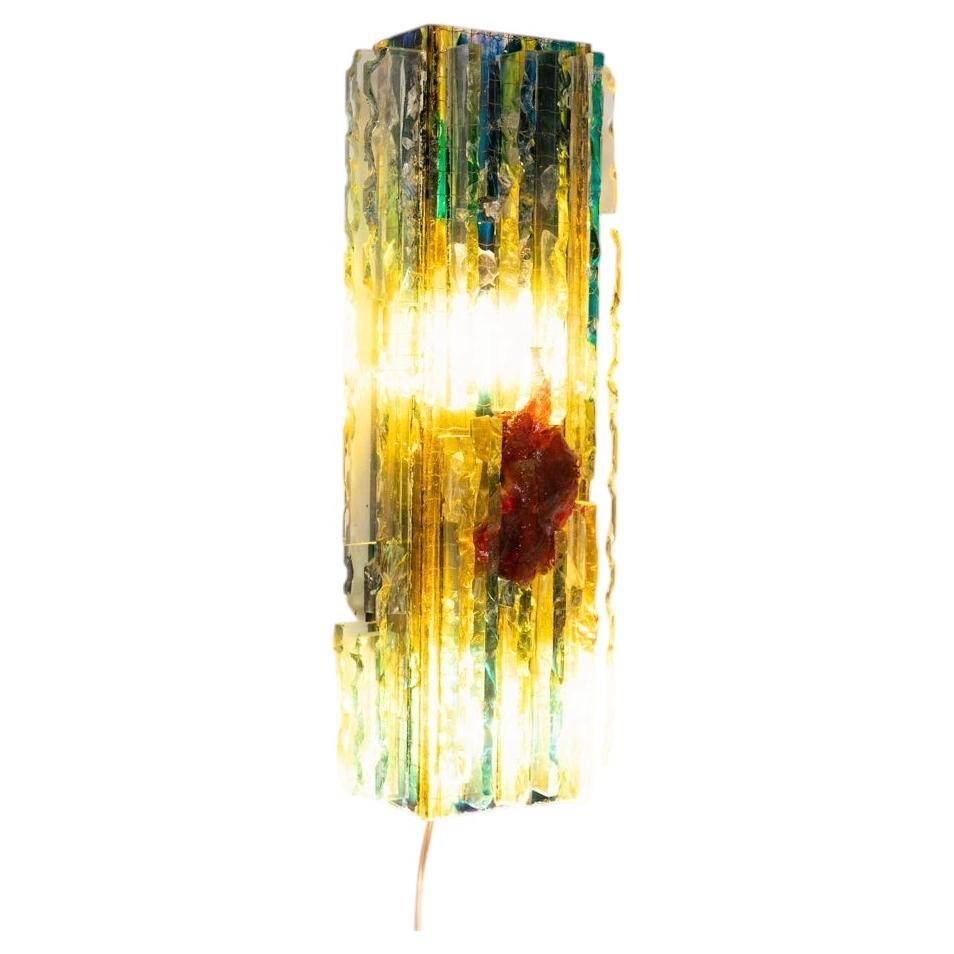Dutch Brutalist glass wall sconce "Chartres" by Willem van Oyen for Raak, 1960s