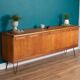 Retro Teak 1960s Long Meredew Sideboard On Hairpin Legs