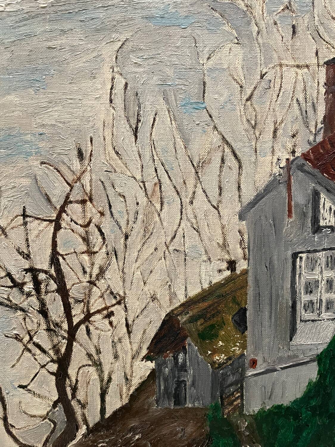 Landscape painting representing houses Coupet 1971