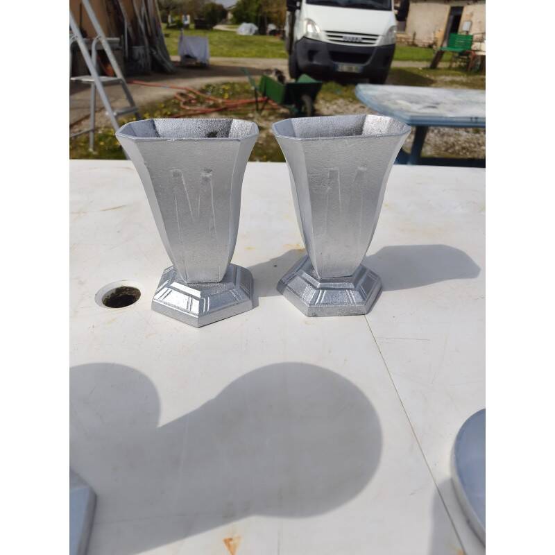 Set of aluminium vases from the 1930s.