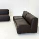 Set of 3 vintage space age modular leather sofas / armchairs in dark brown