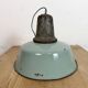 Industrial Petrol Enamel Factory Lamp with Cast Iron Top, 1960s