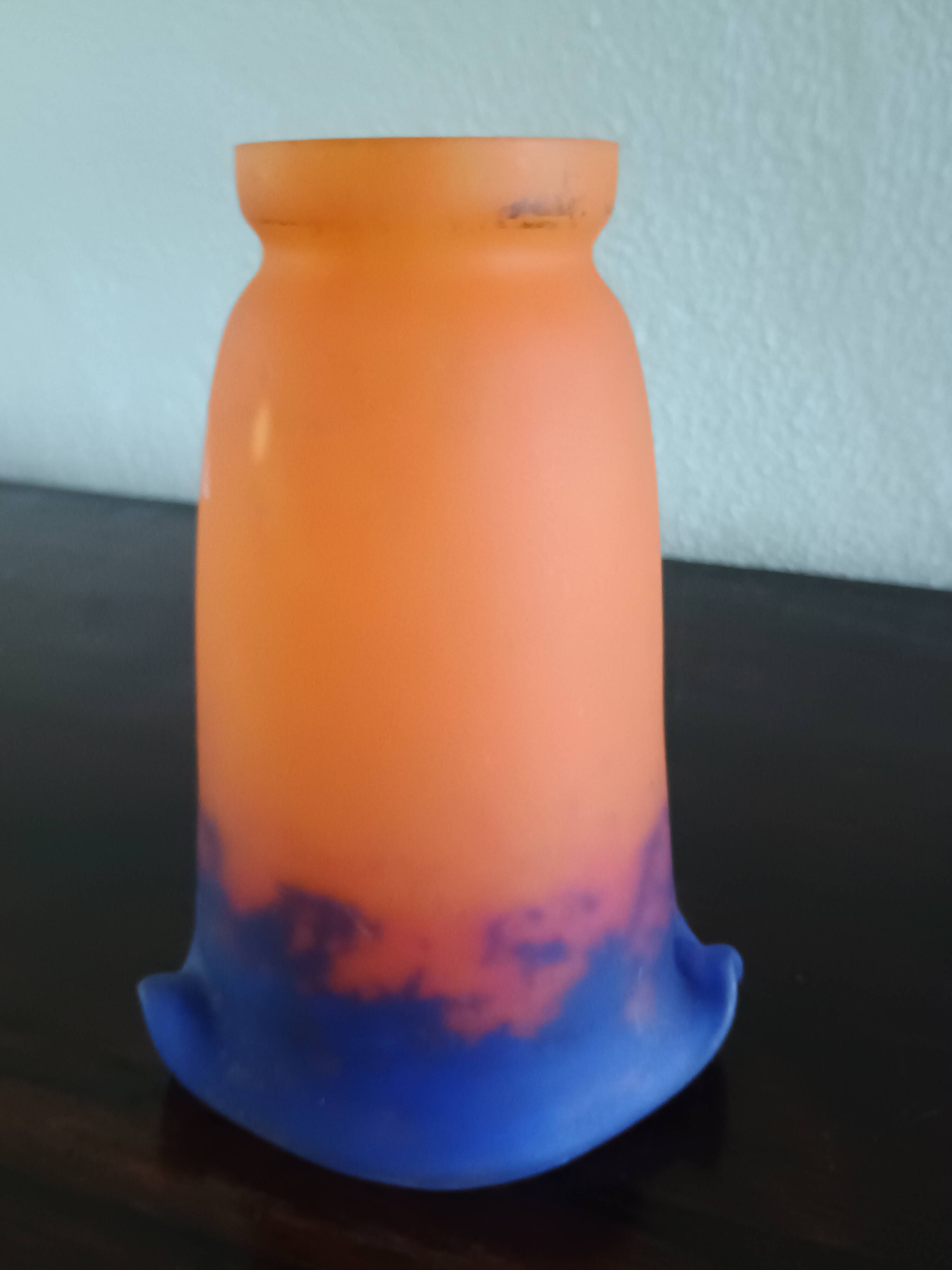 Muller Freres Luneville - Tulip Corolla Orange-Violet Marbled Glass
