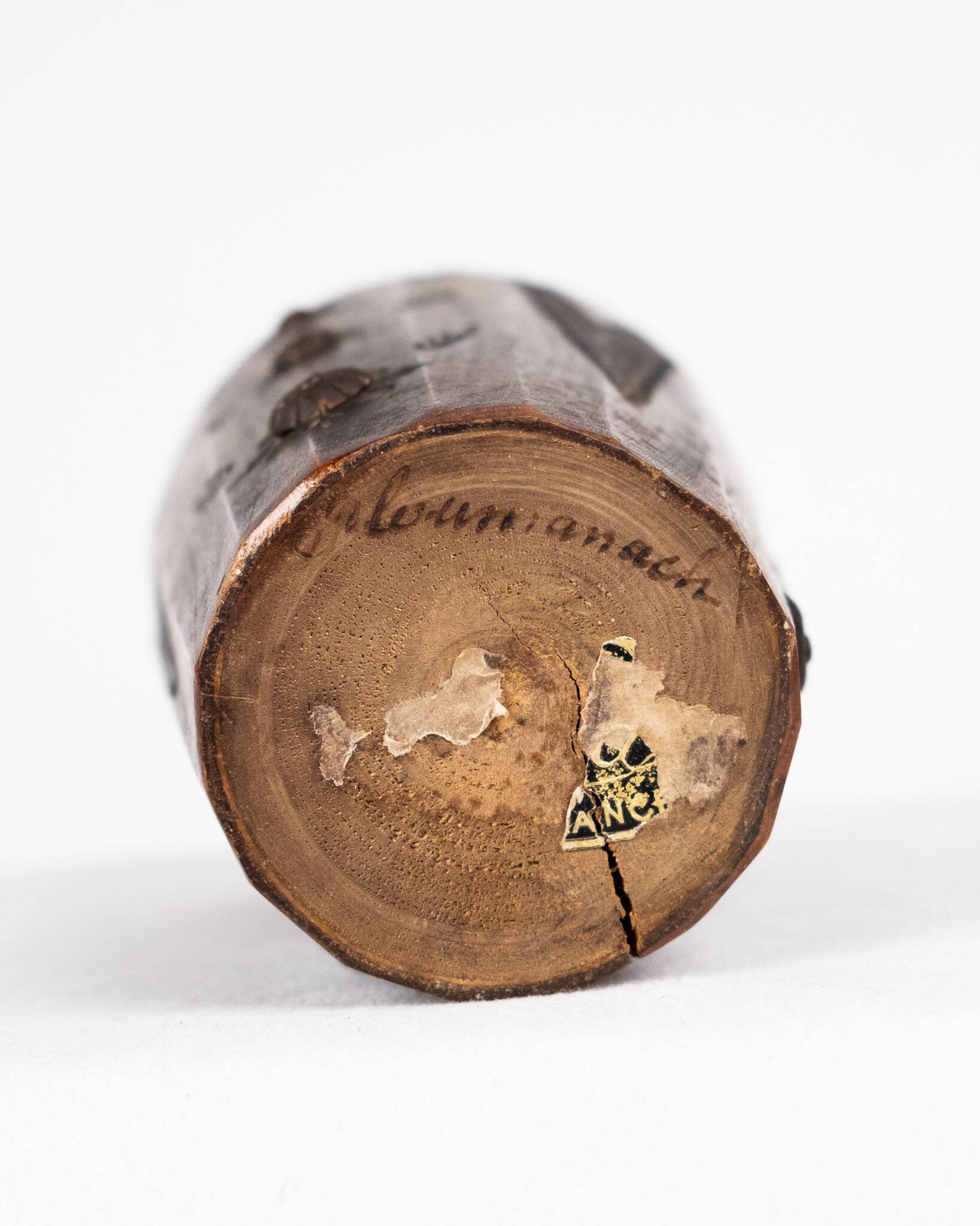 Vase breton en bois sculpté et laiton, Bretagne, France, 1960s