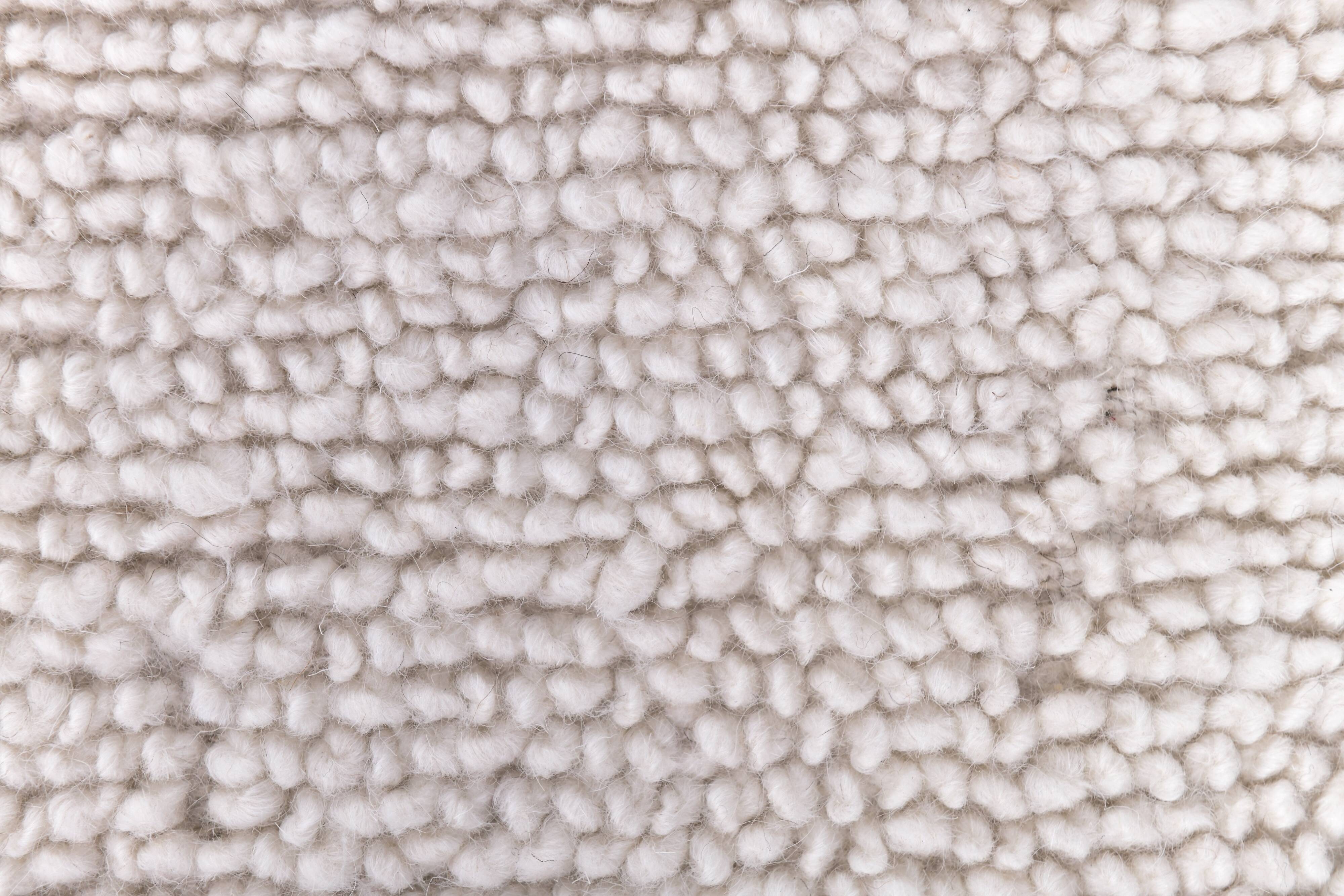 2x10 %100 Wool White Moroccan Runner Rug, 68x303Cm