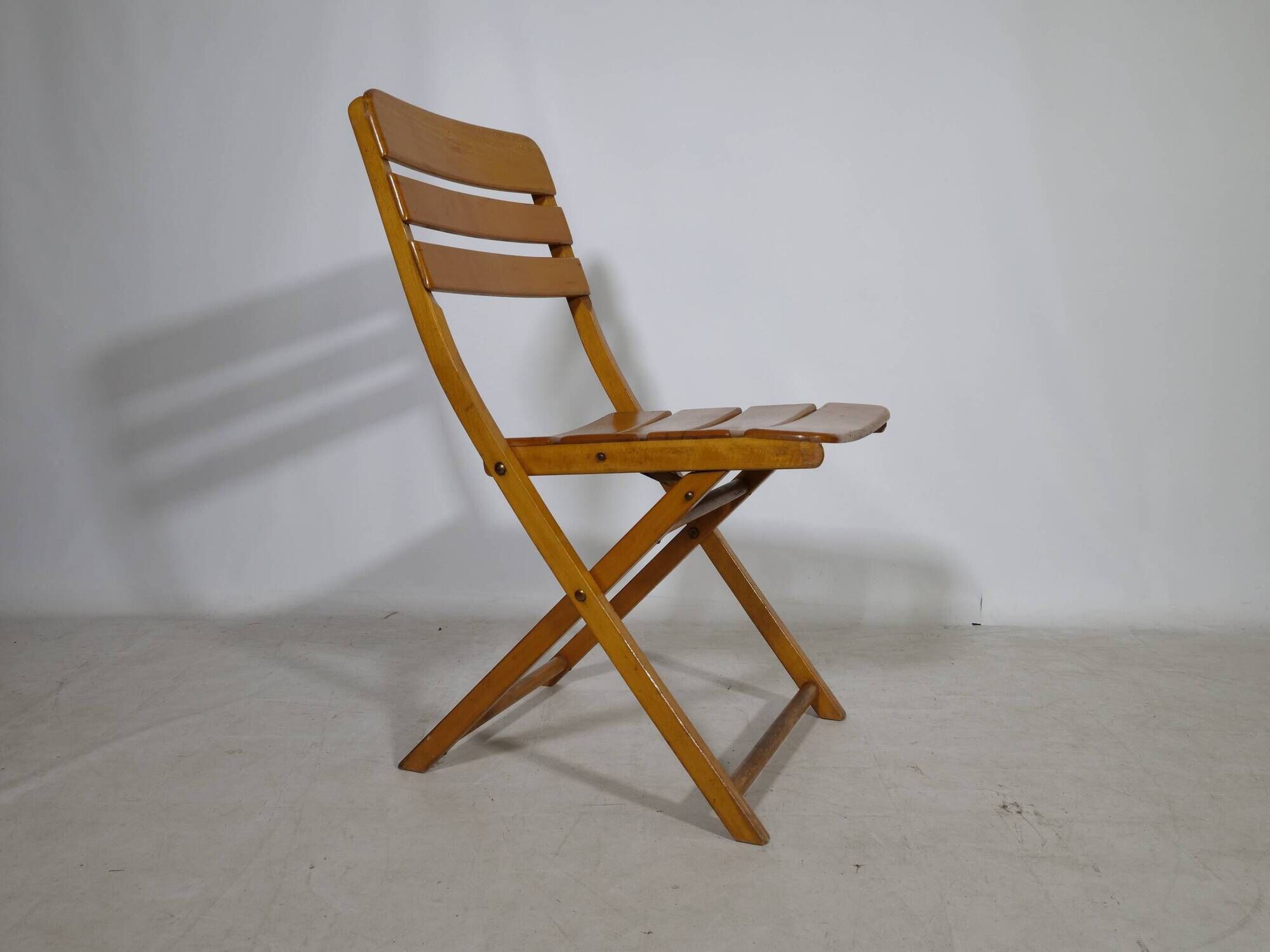 Vintage Solid Wood Folding Garden Furniture Set, Set of 3, 1970s