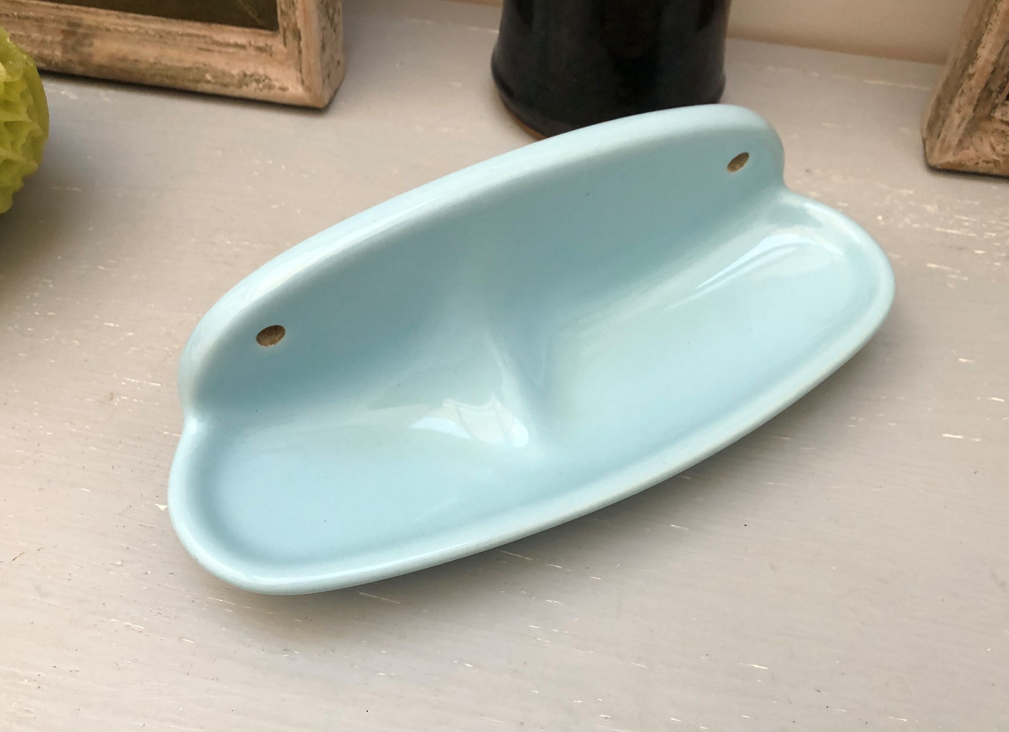 Sky blue soap dish vintage 70s