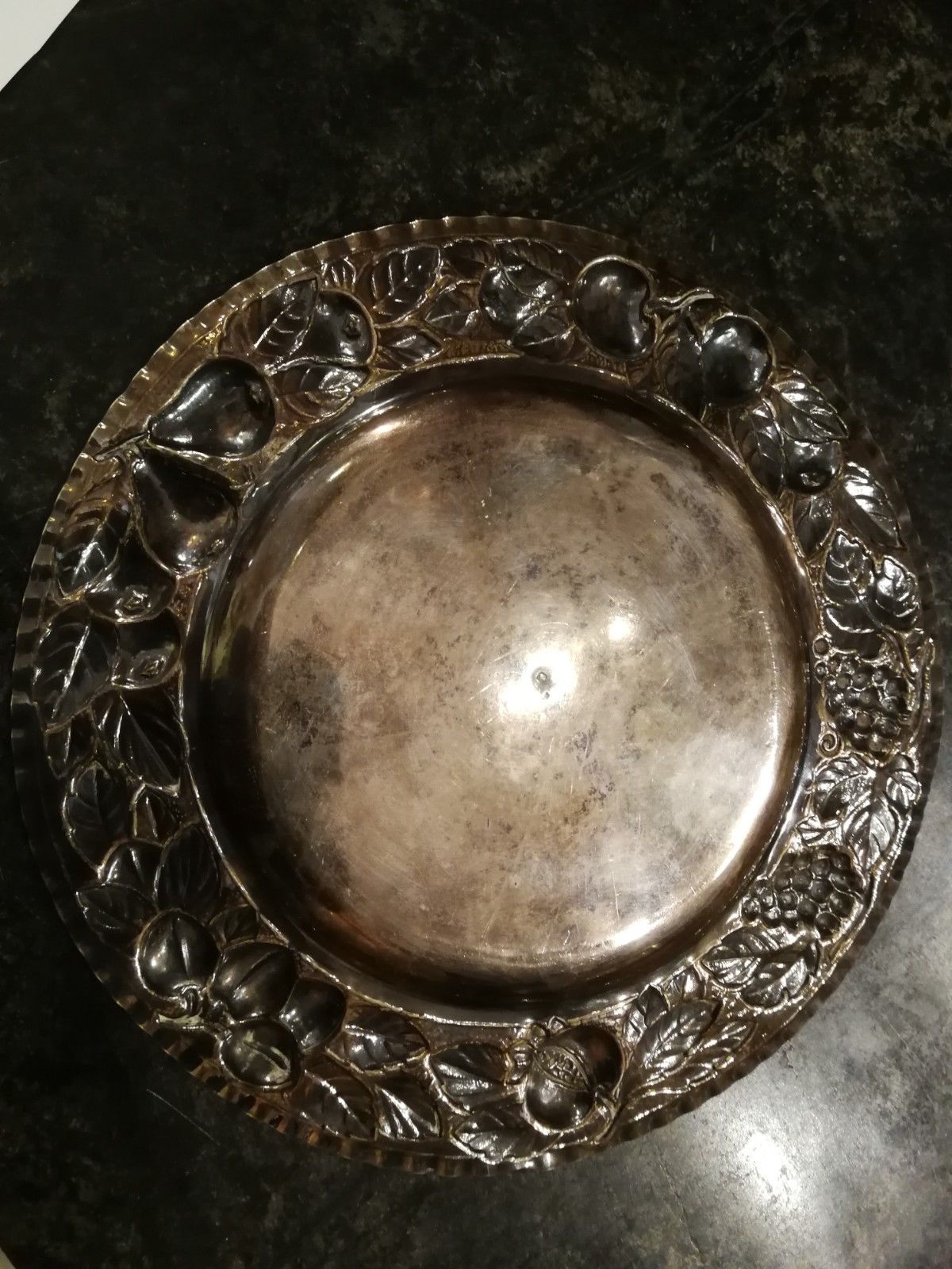 Flat solid silver hallmarks Minerva 950/1000