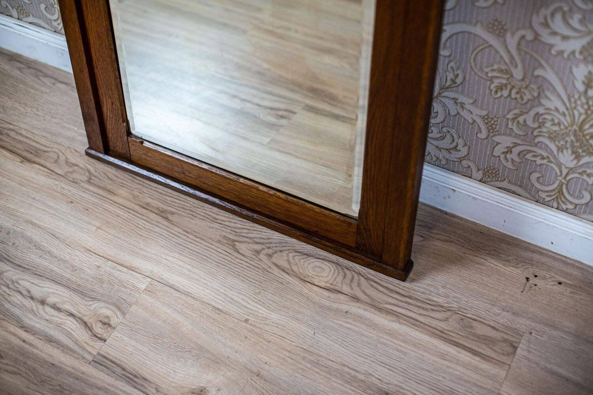 Vintage Floor Mirror in Light Brown Oak Frame, 1950s