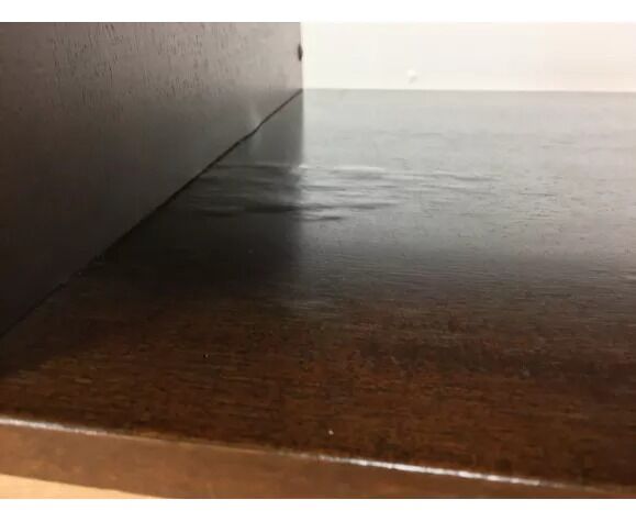 Coffee table wood and aluminum 70s