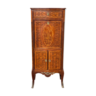 Small secretary in Marquetry of Losanges and Bronze