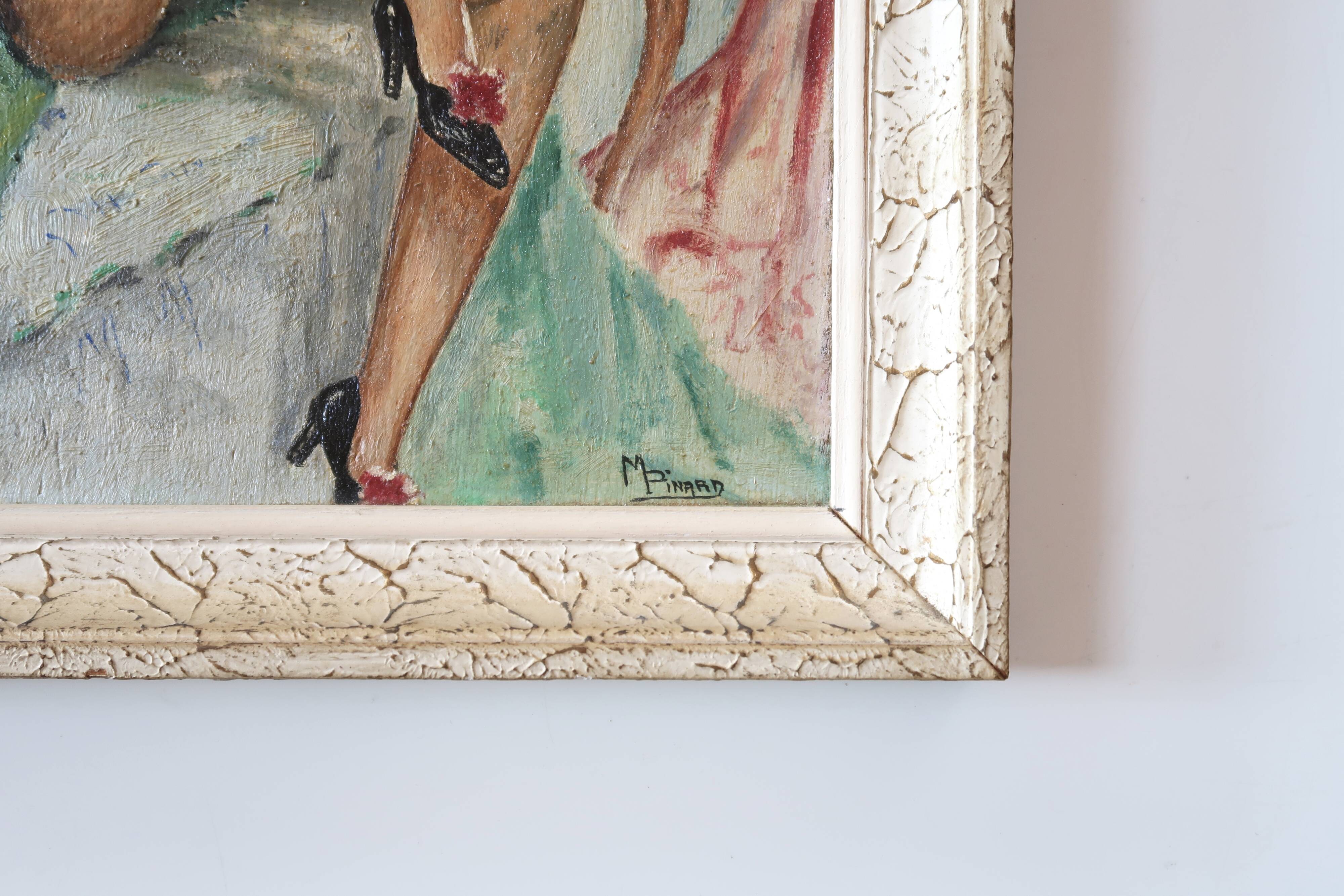 Tableau, peinture danseuse du Moulin Rouge, années 60