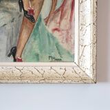 Tableau, peinture danseuse du Moulin Rouge, années 60