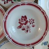 Set of 6 mismatched hollow plates Digoin and Badonviller