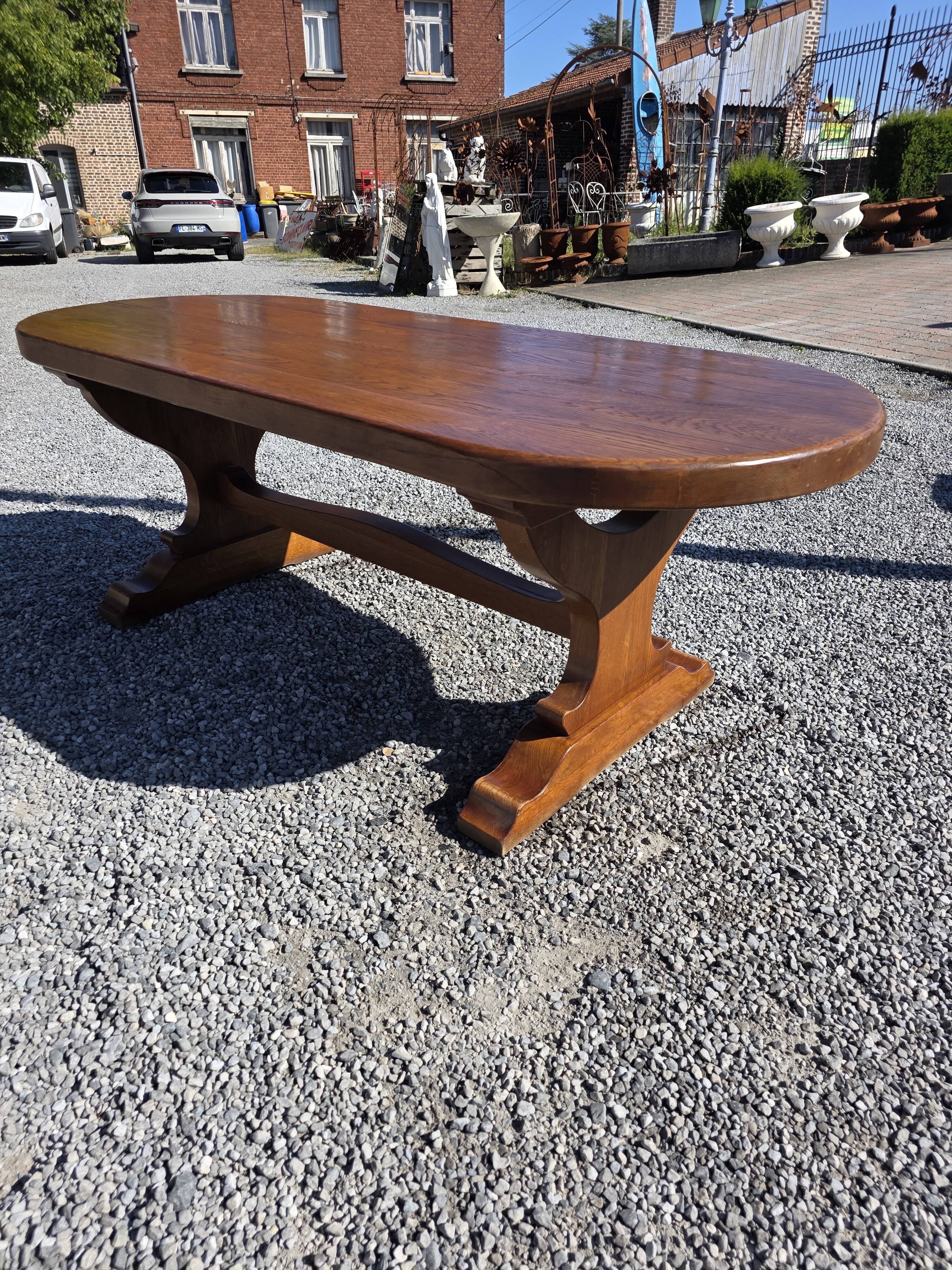 Solid oak farmhouse table, 220×90cm