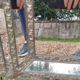 Antique mirror with copper moulding.