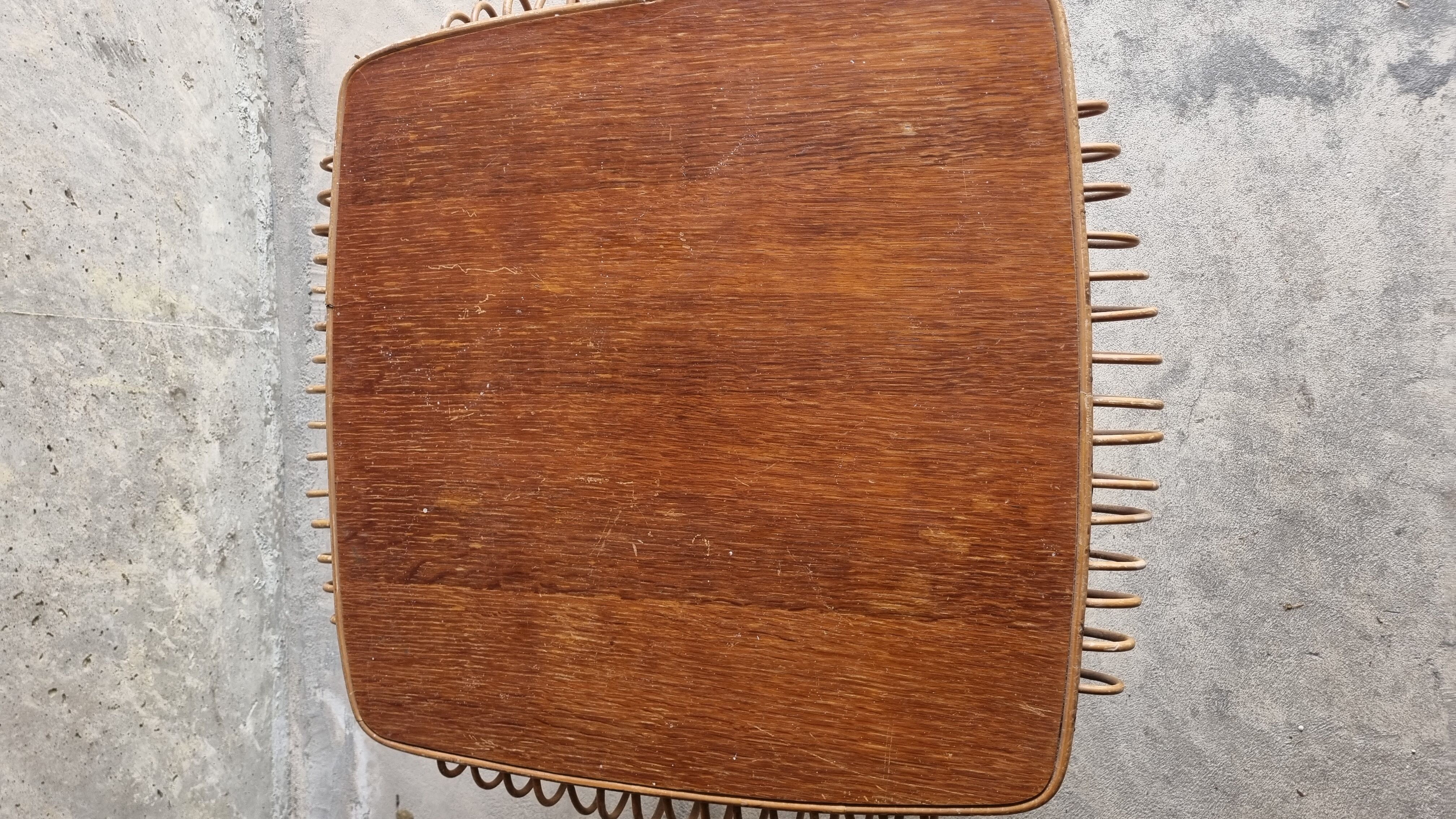 Table basse en rotin, années 70