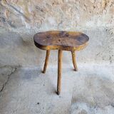 Tabouret bois brutaliste chêne