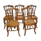 Ensemble de 5 chaises cannées en hêtre