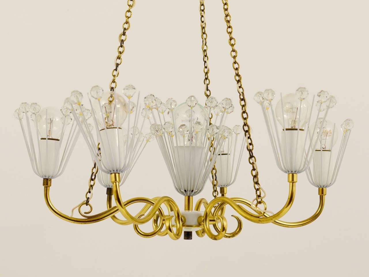 Emil Stejnar brass chandelier from the mid-century, Rupert Nikoll Vienna, Austria, 1950s.