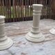 Set of 3 earthenware candlesticks from Villenauxe
