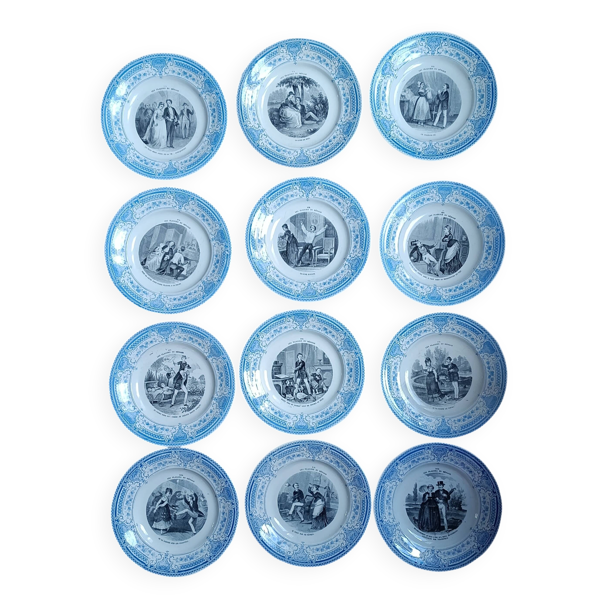 Set of 12 plates the pleasures of housekeeping