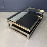 Vintage two-tiered coffee table in 23kt belgochrome, 1970s