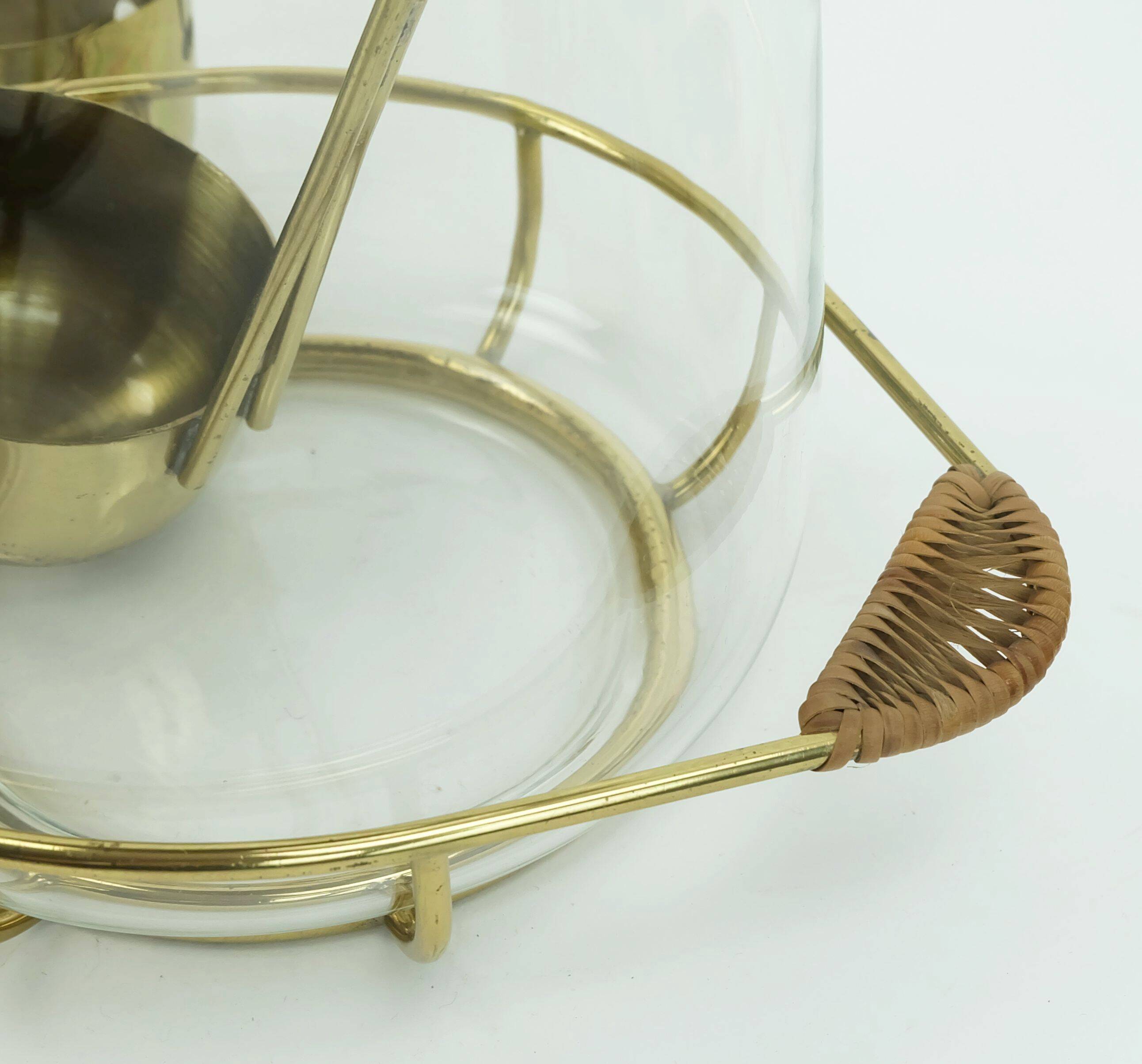 elegant mid century PUNCH bowl set with 12 glasses and centerpiece 1950s
