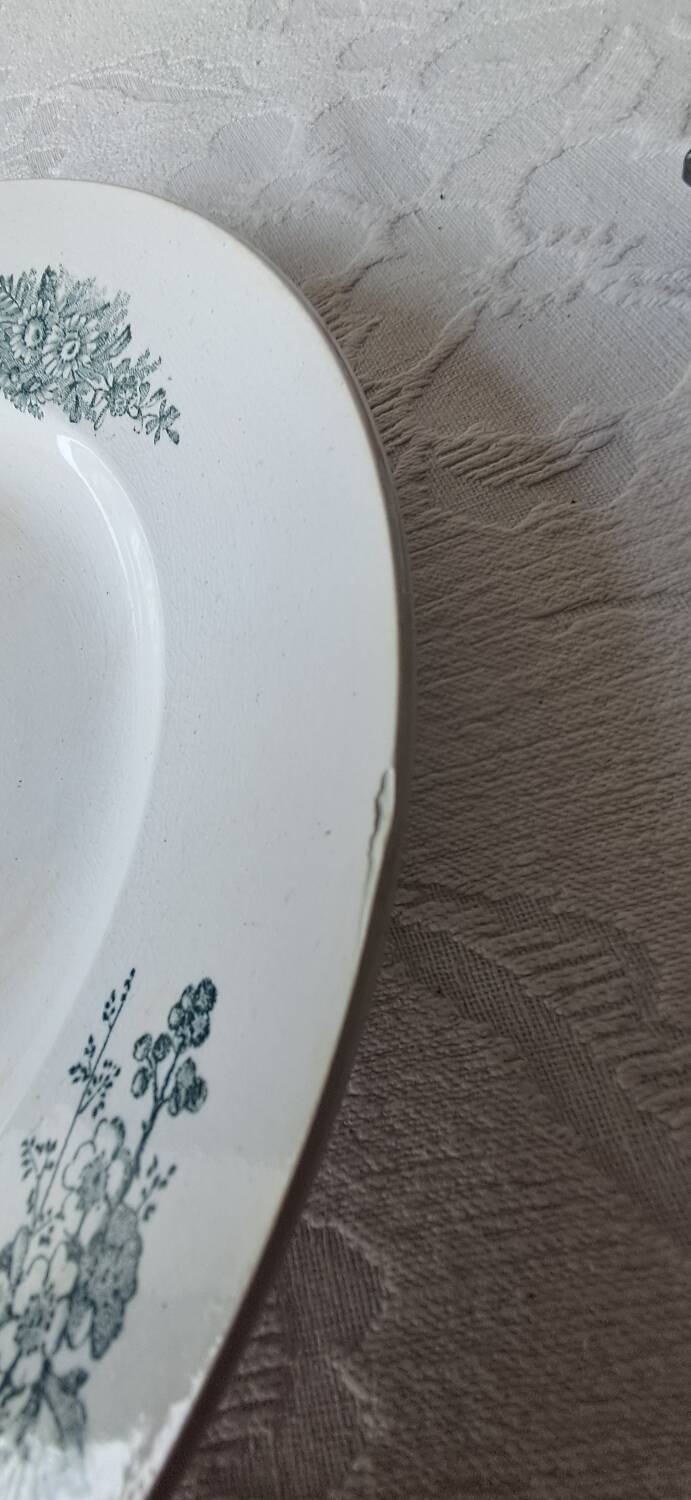 Round, hollow dish, FF Pexonne. Ironstone. Country style.