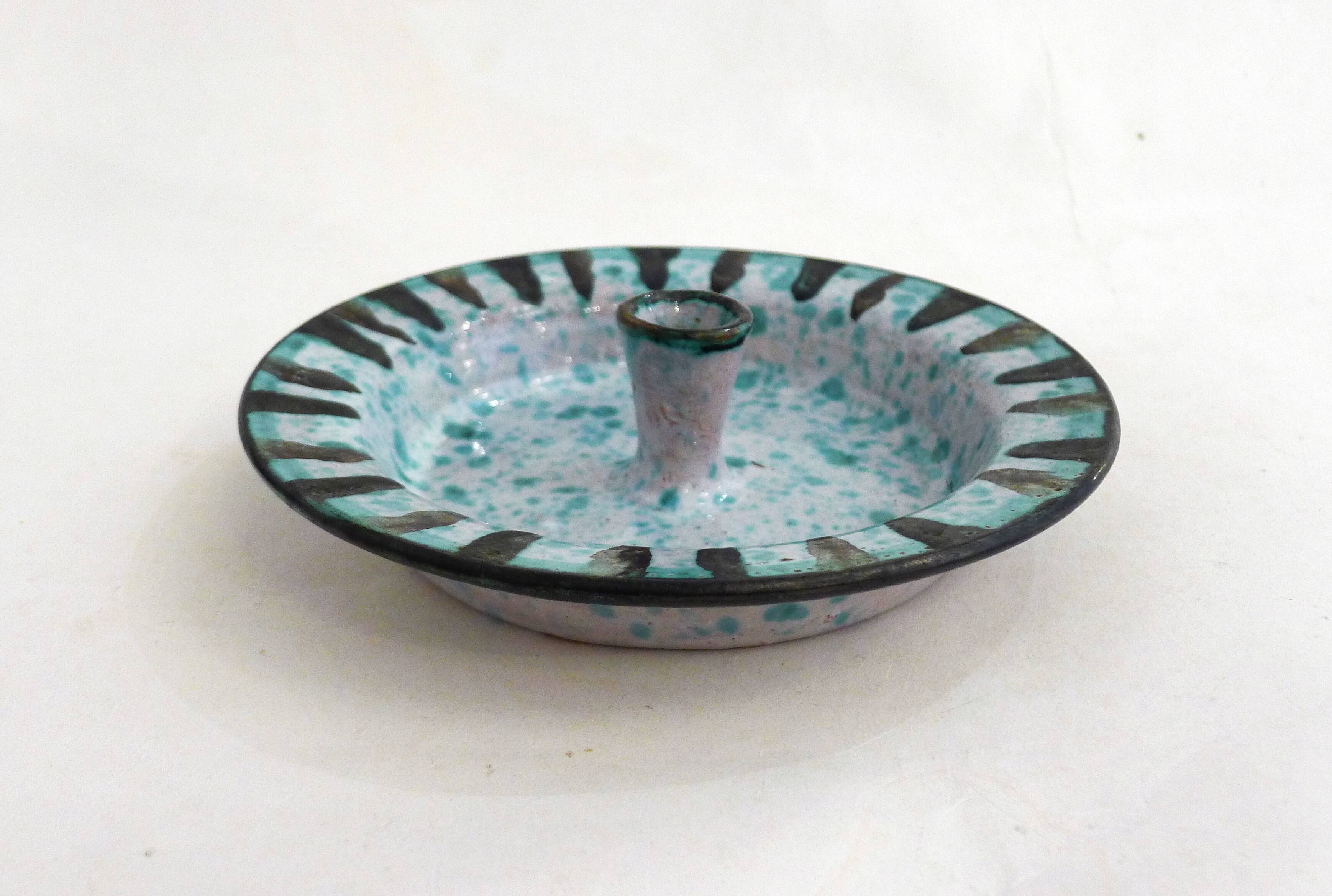 Midcentury speckled candle holder