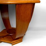 Octagonal Walnut Pedestal Table, Art Deco Modernist, France, c. 1930