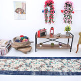 Blue floral vintage runner rug 275x74cm