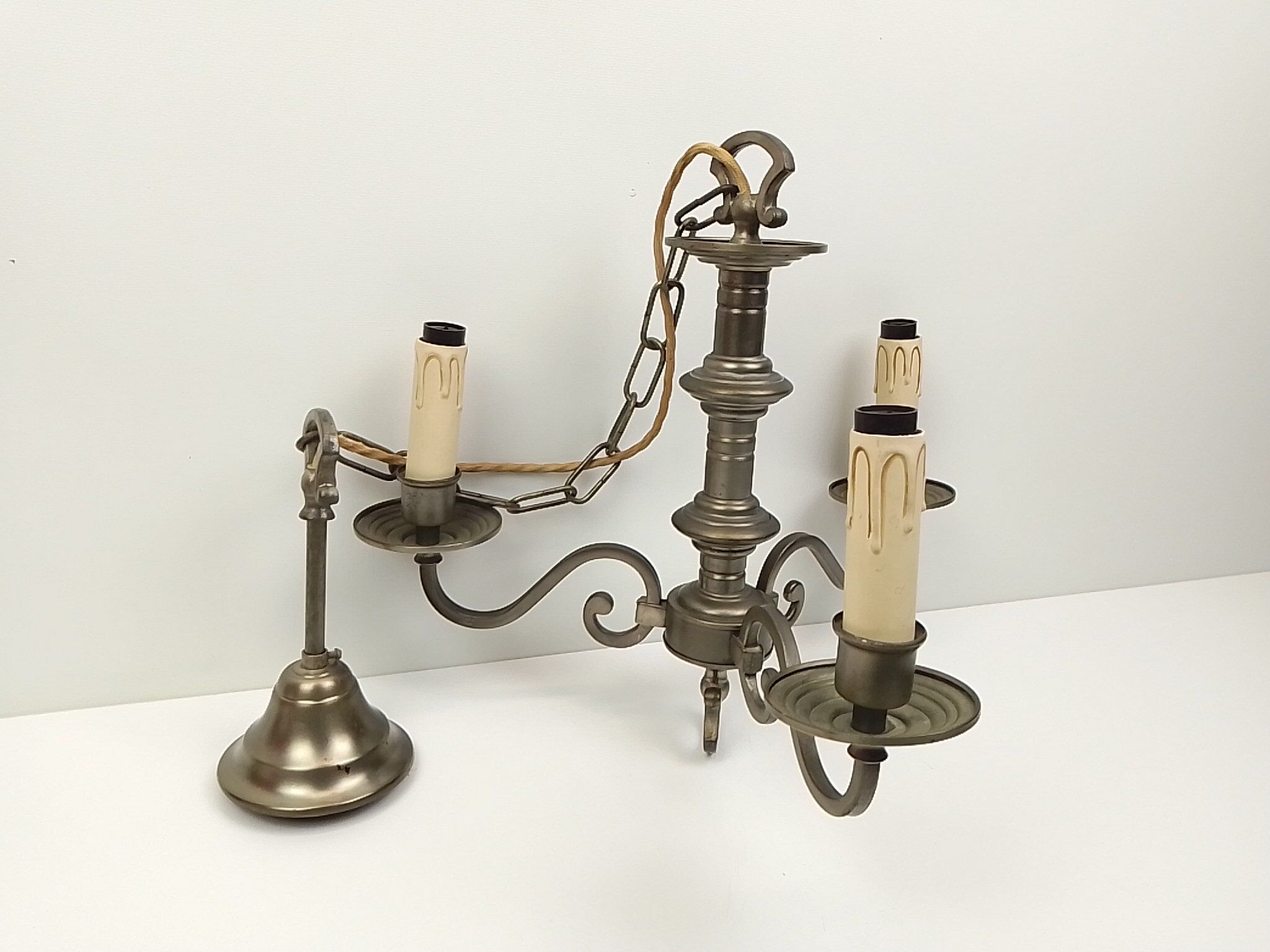 Chandelier 3 branches in brass tin color