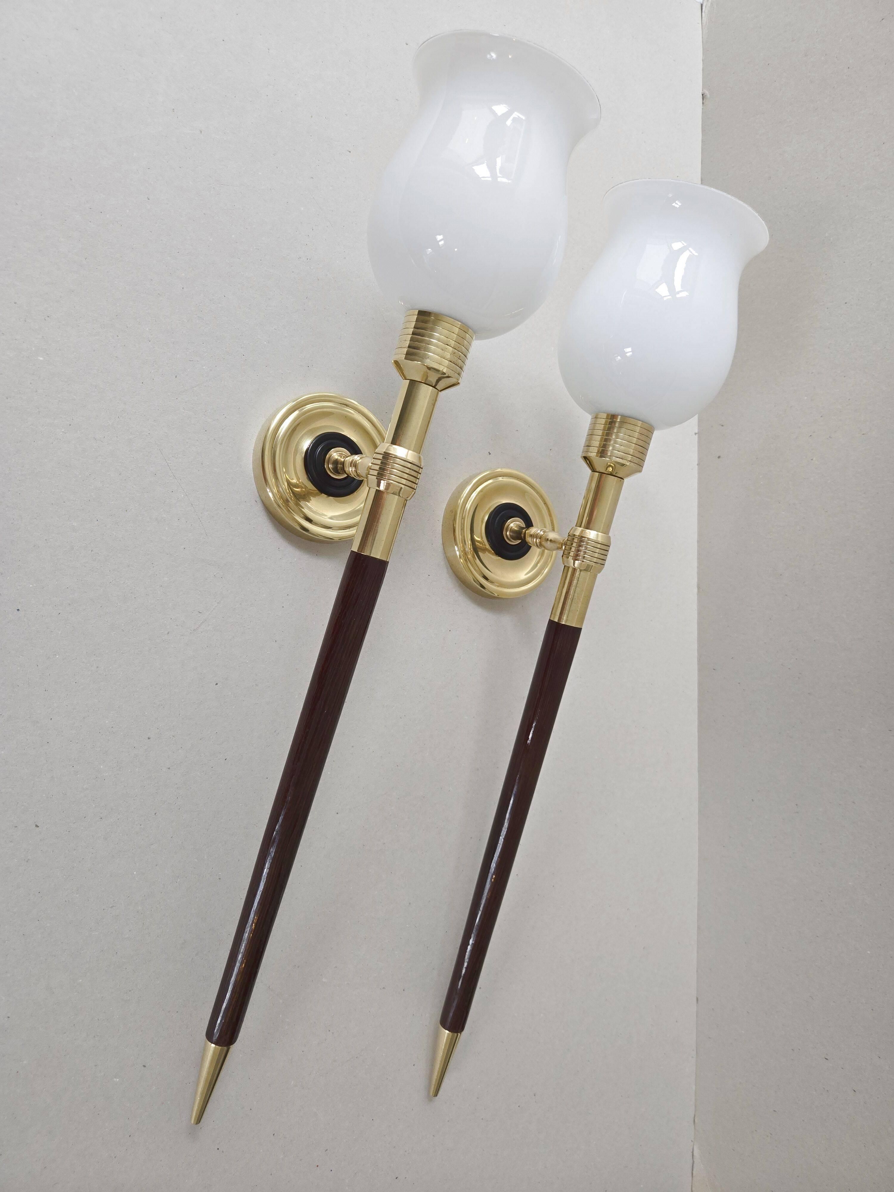 Pair of vintage wall lights Maison Lancel 1950