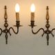 Pair of Double French Vintage Bronze Effect Metal Flemish Wall Lights