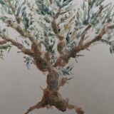 Painting signed watercolor Provençal landscape “the olive tree”