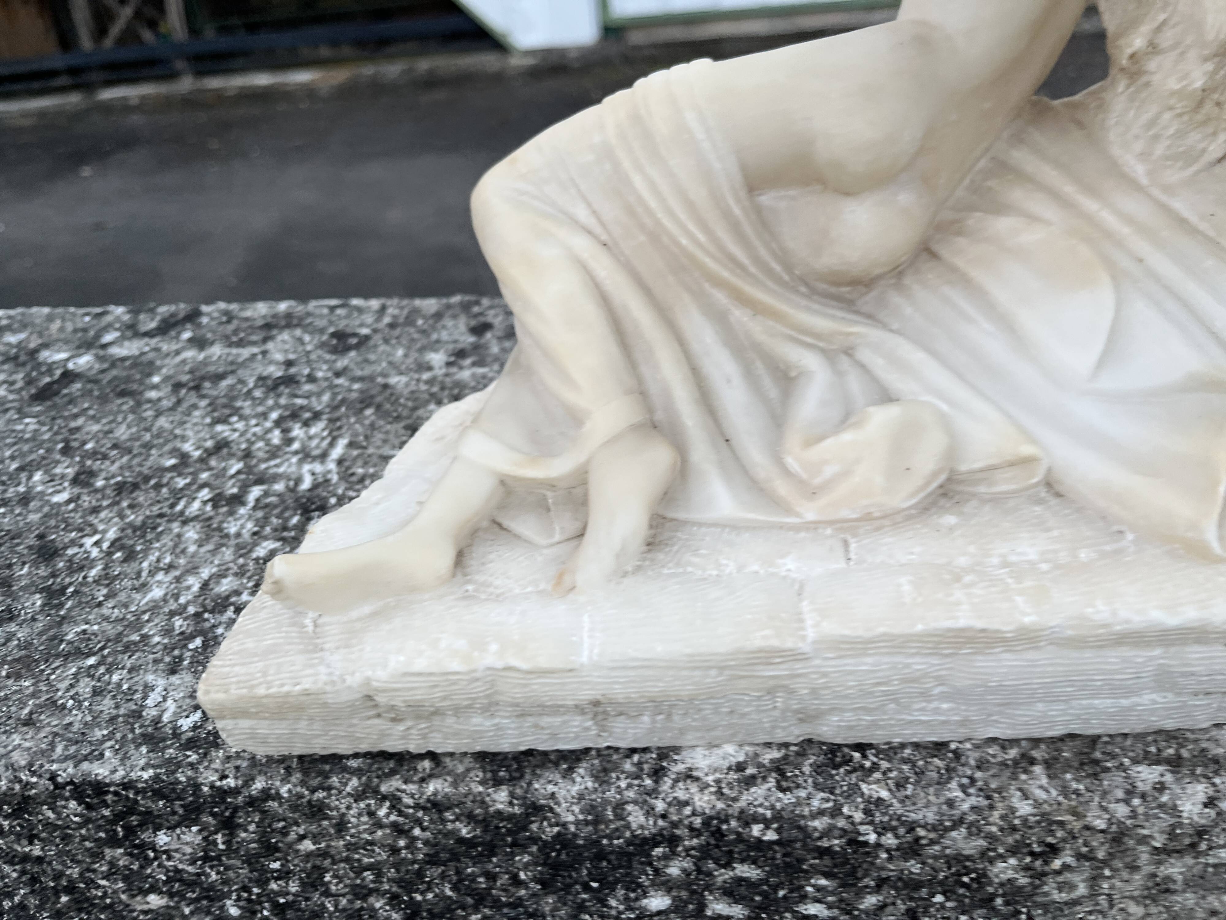 Alabaster sculpture – Psyche revived by Cupid’s kiss – after An