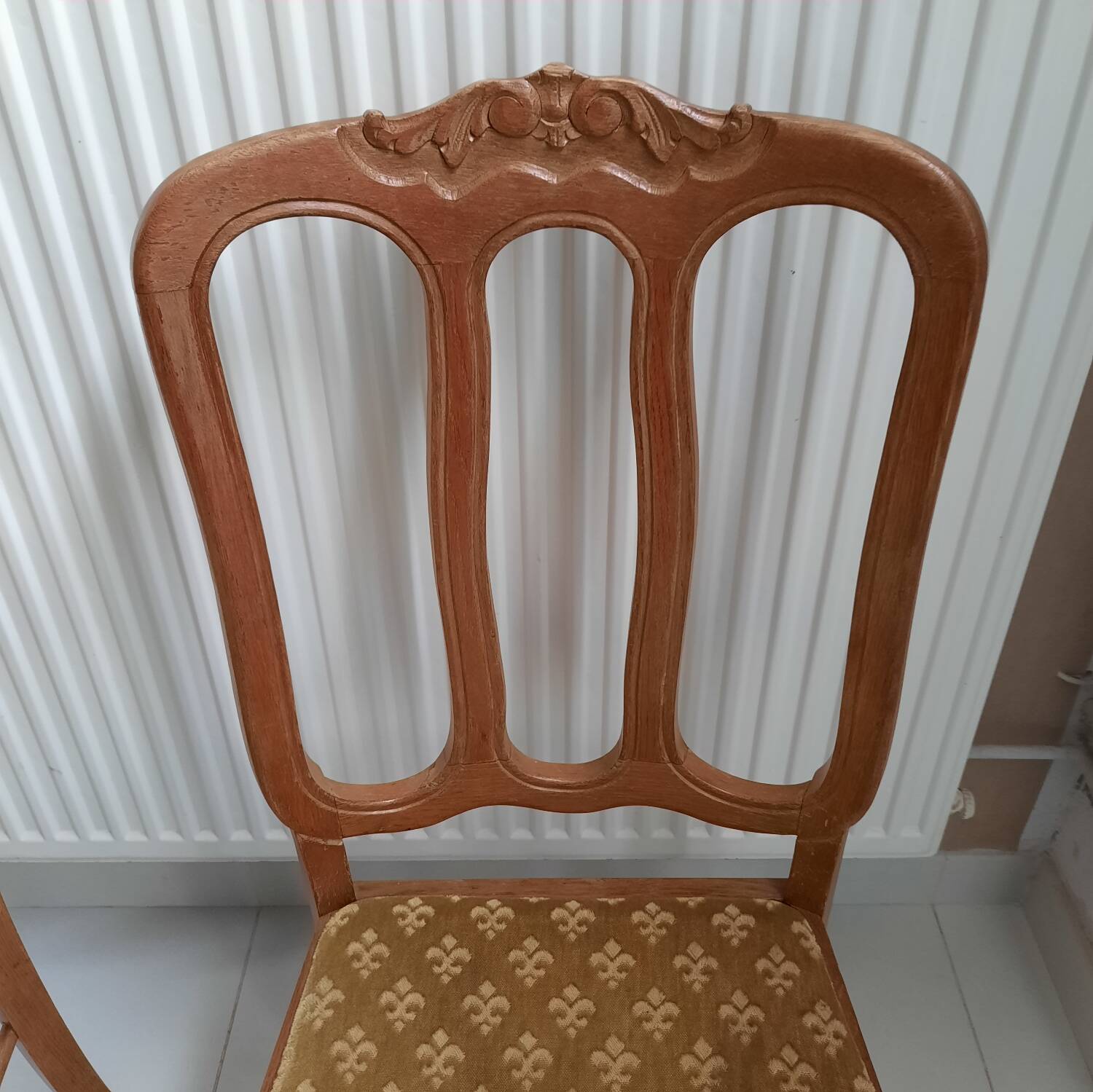 Louis XV style chairs with Fleur de Lys seats