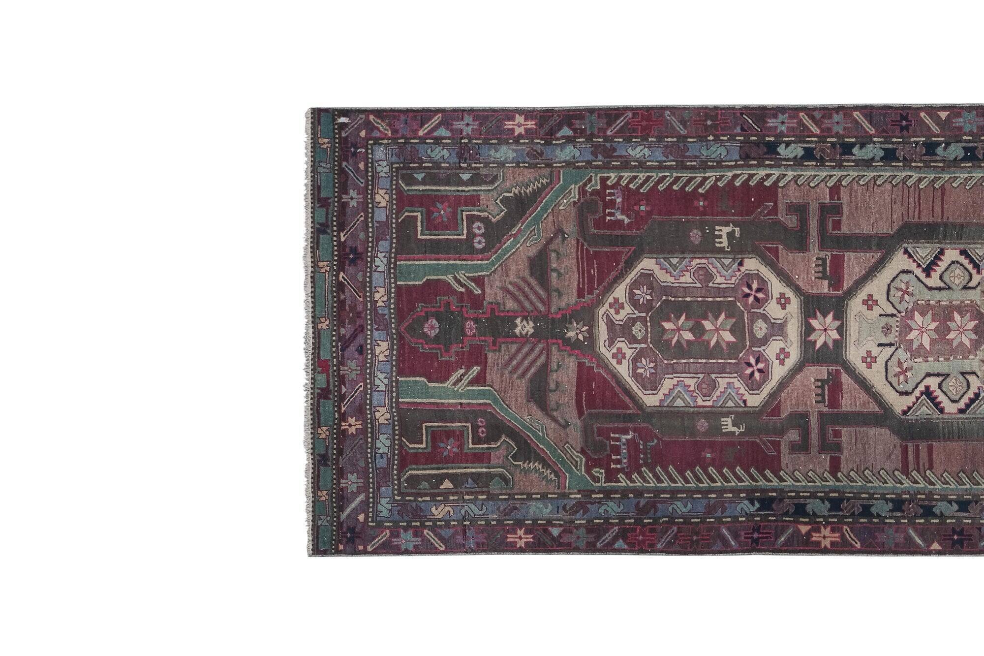 Vintage Turkish hallway rug 118x322 cm