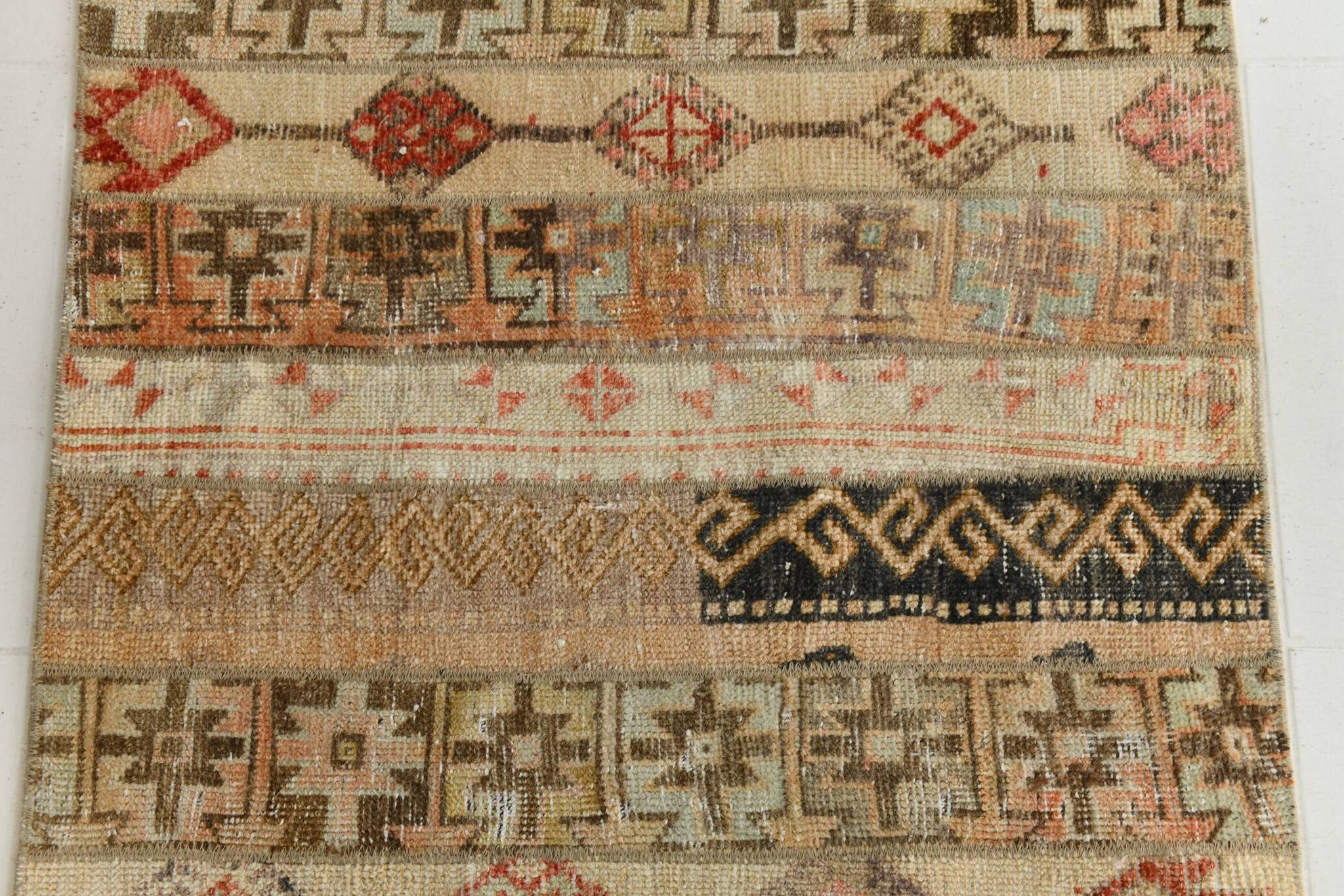Tapis de couloir turc vintage beige crème, 80 x 224 cm