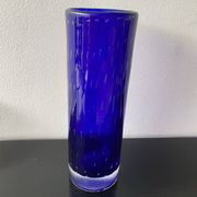 Vintage Scandinavian cobalt blue bubble glass vase from the brand.